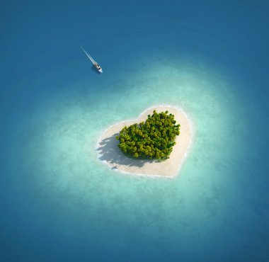 Картина, постер, плакат, фотообои "райский остров в форме сердца
", артикул 31715307