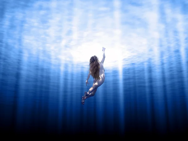 Dziewczyna pływanie pod wodą — Zdjęcie stockowe