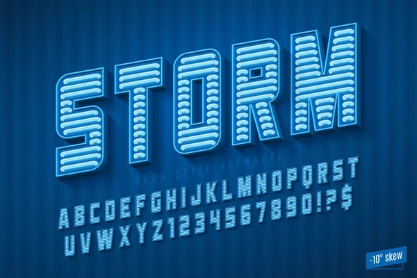 Neon ışığı 3d alfabesi, retro-gelecekçi origainal tipi.