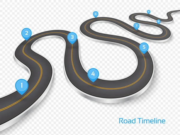 3 차원 도로 개념을 투명 한 배경에 적용 한 것이다. 시간 순 주형. — 스톡 벡터