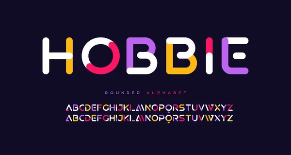 Modernes trendiges, abgerundetes, farbenfrohes serifenloses Vektoralphabet, Großbuchstaben-Set — Stockvektor