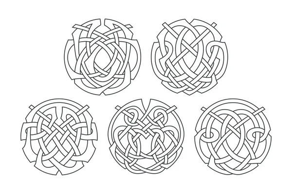 ベクトル細胞円状の結び目 民族の装飾品 幾何学的デザイン — ストックベクタ