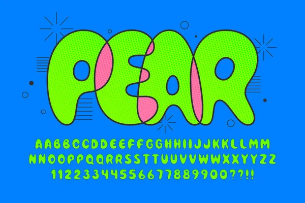 Trendy Bubble Design Alfabeto Comico Colorato Carattere Tipografico Illustrazione Vettoriale — Vettoriale Stock
