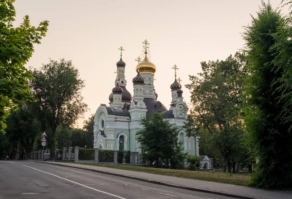 Chiesa Ortodossa San Sergio Radonezh Kiev Foto Sera — Foto Stock