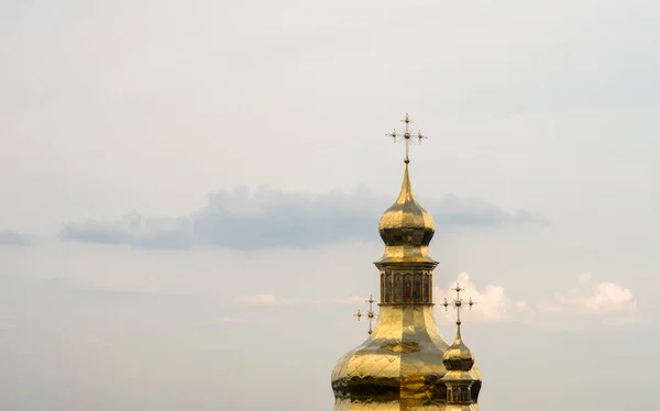 Kiev Pechersk Lavra Cupola Croce Della Chiesa Sullo Sfondo Del — Foto Stock