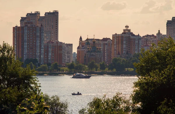 Verão Kiev Obolon Dnipro Dique Iate — Fotografia de Stock