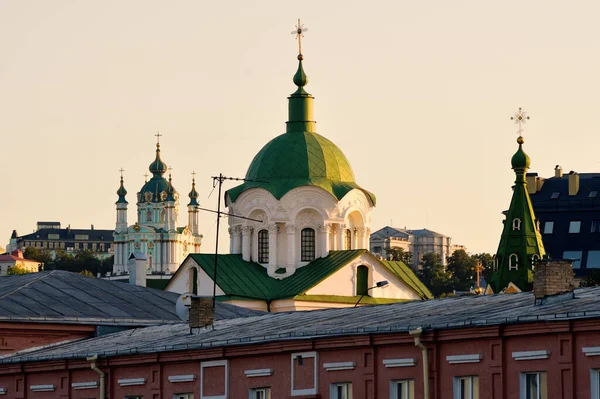 Domes Churches Evening Podil Kyiv — Stock Photo, Image