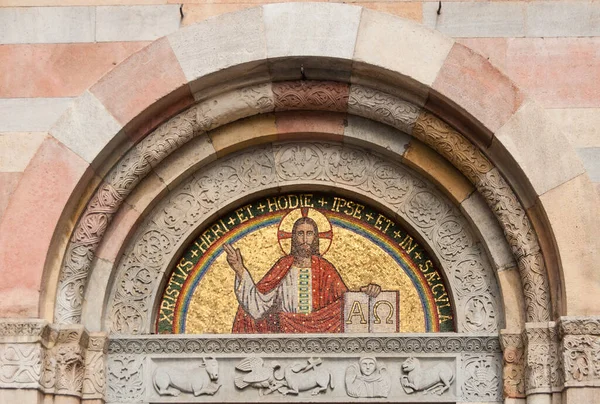 Mosaico Jesucristo Sobre Entrada Basílica San Babila Milán Italia — Foto de Stock