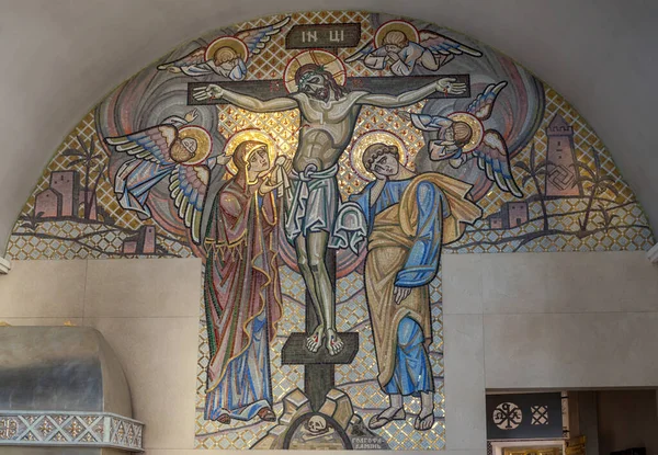 Ikone Der Mosaiktafel Kreuzigung Jesu Christi Kreuz — Stockfoto