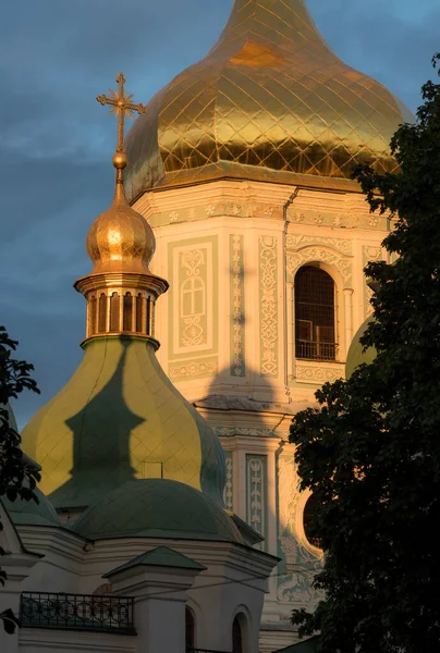 Софийский Собор Киеве Купол Фасад Свете Заходящего Солнца — стоковое фото