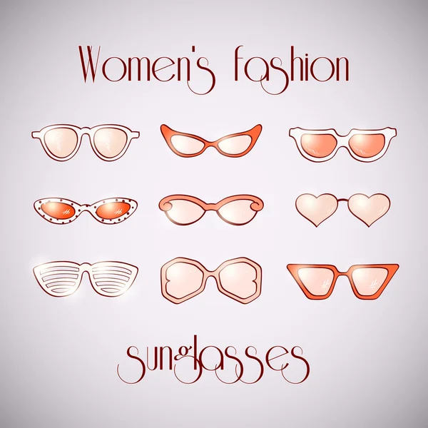 Women fashion isolated sunglasses set — Stock Vector