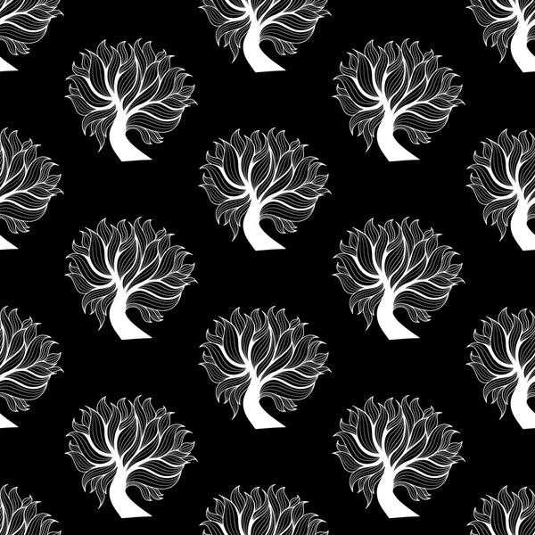 Arbre noir et blanc — Image vectorielle