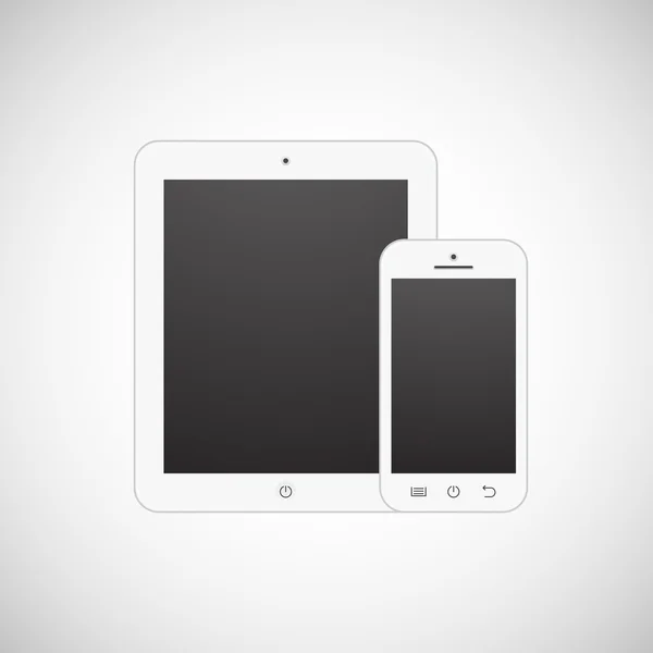 现实的白色平板电脑和移动电话 — 图库矢量图片