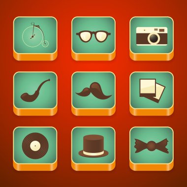 app Icons set, hipster öğeler için arka plan