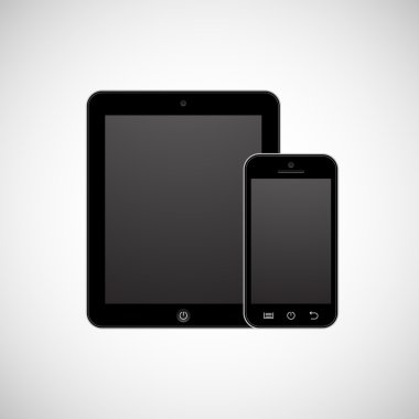 gerçekçi beyaz tablet bilgisayar ve cep telefonu