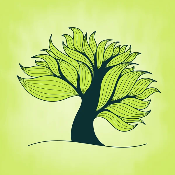 Zielone drzewo z gałęziami i liśćmi — Wektor stockowy