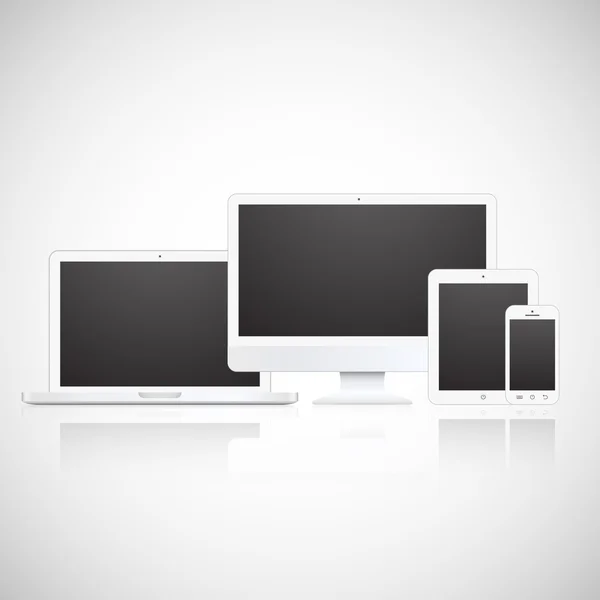 Vector laptop, tablet, monitor and phone — Stock Vector