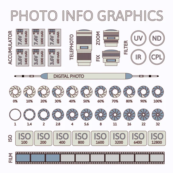 Conjunto de infografías fotográficas, segunda parte — Archivo Imágenes Vectoriales