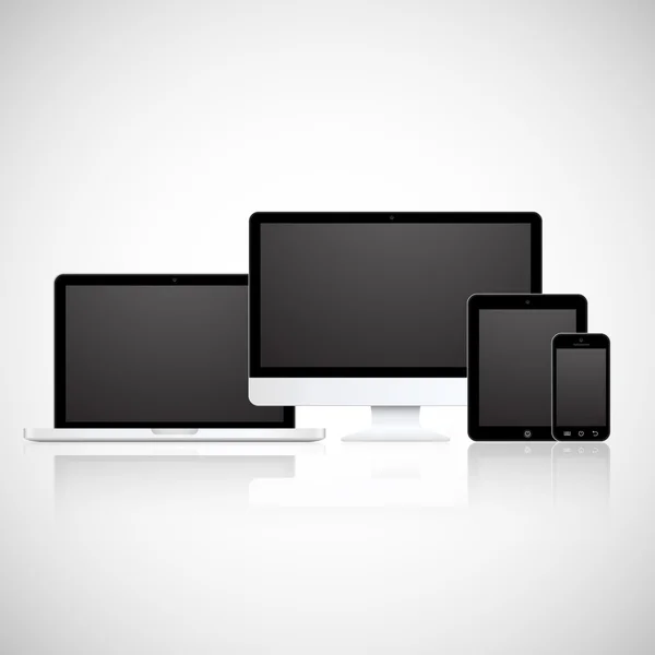 Vector portátil, tableta, monitor y teléfono — Vector de stock
