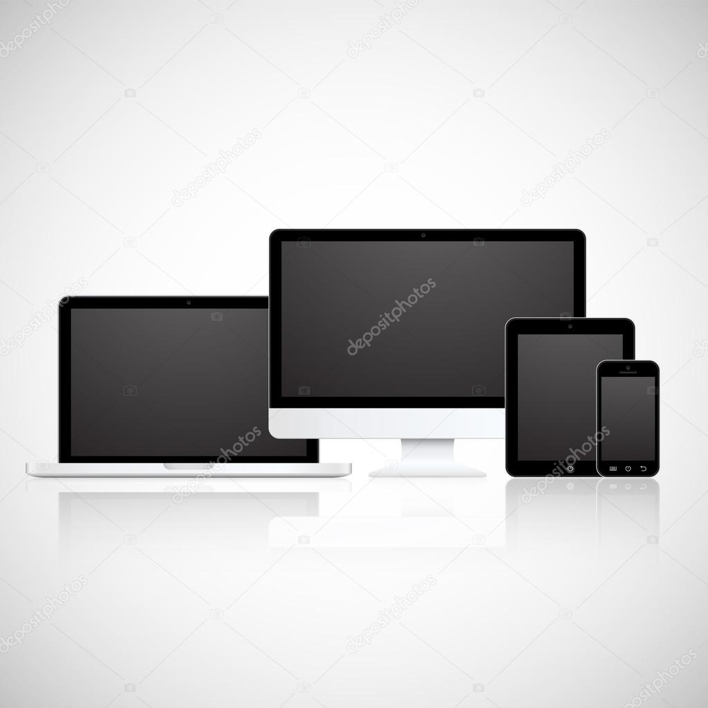 Vector laptop, tablet, monitor and phone