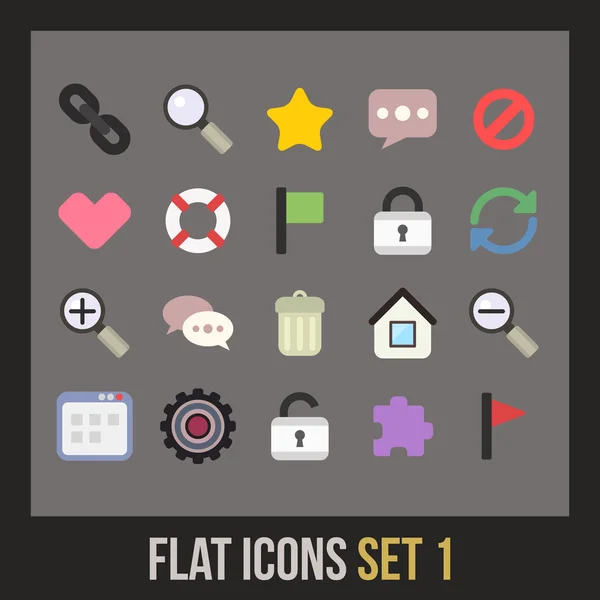 Conjunto de iconos planos — Vector de stock