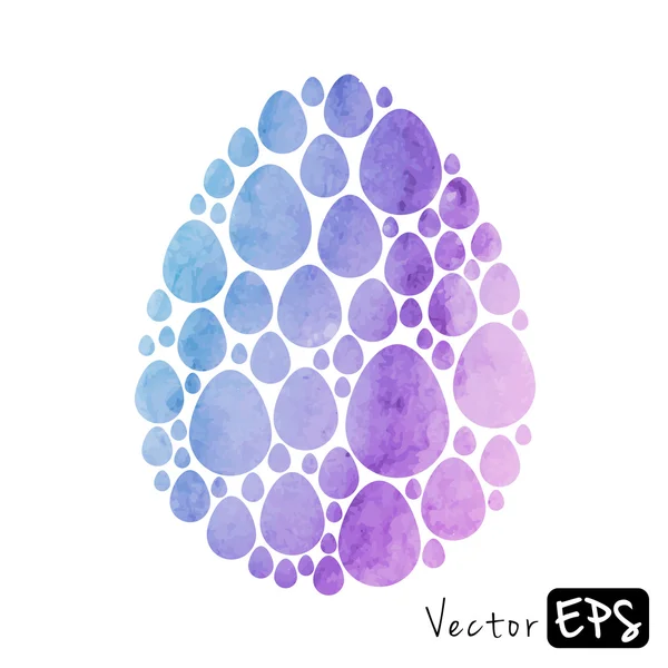 Osterei aus kleinen Eiern mit Aquarellstruktur — Stockvektor