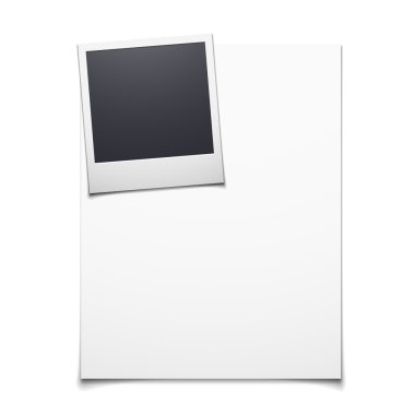 boş kağıt ve polaroid fotoğraf çerçevesi