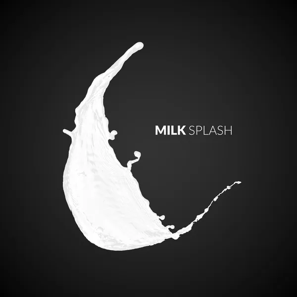 Milk splash, isolated on black background — Stock Vector