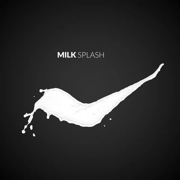 Éclaboussure de lait, isolé sur fond noir — Image vectorielle