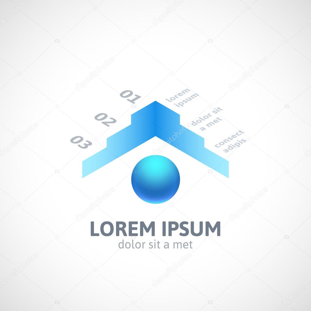 Modern business minimal style infographics banner, blue color, step up options, vector illustration