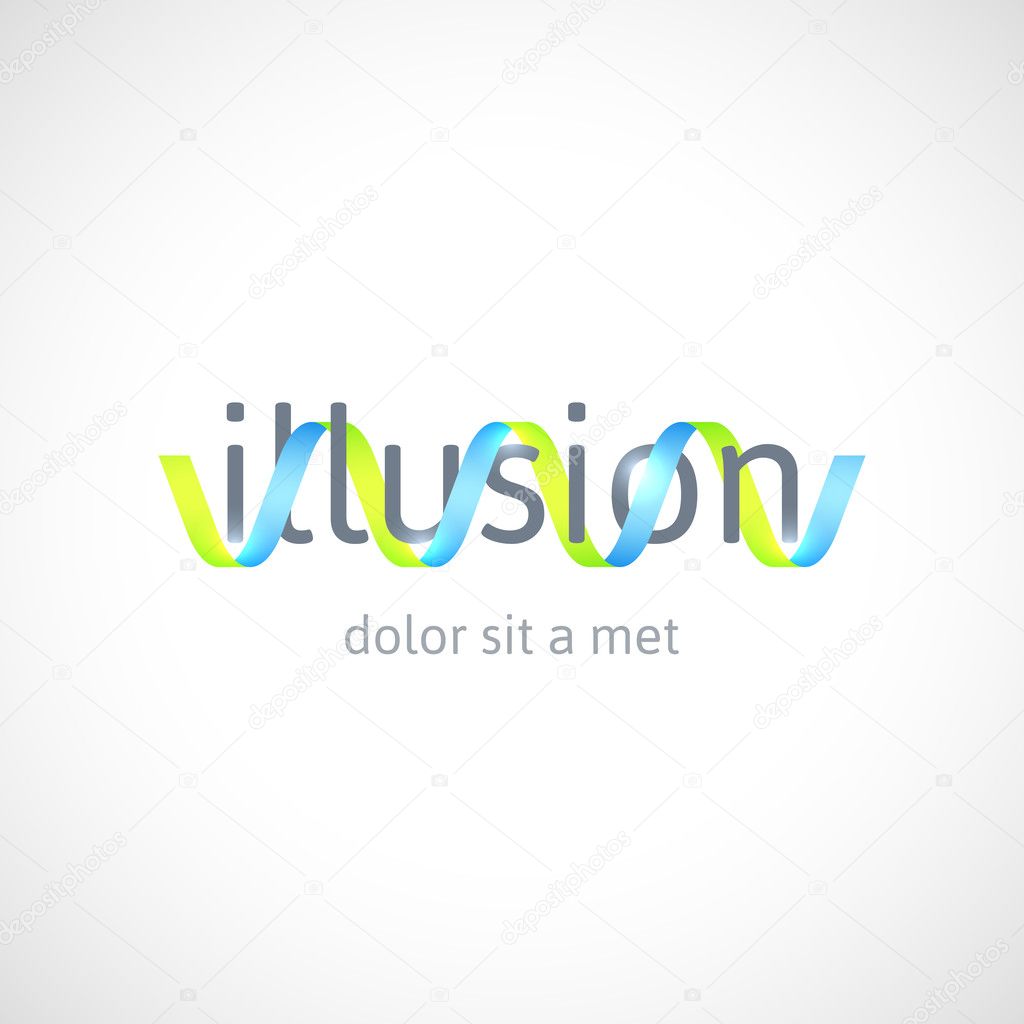 Optical illusion concept, abstract logo design template, vector symbol, icon or sign
