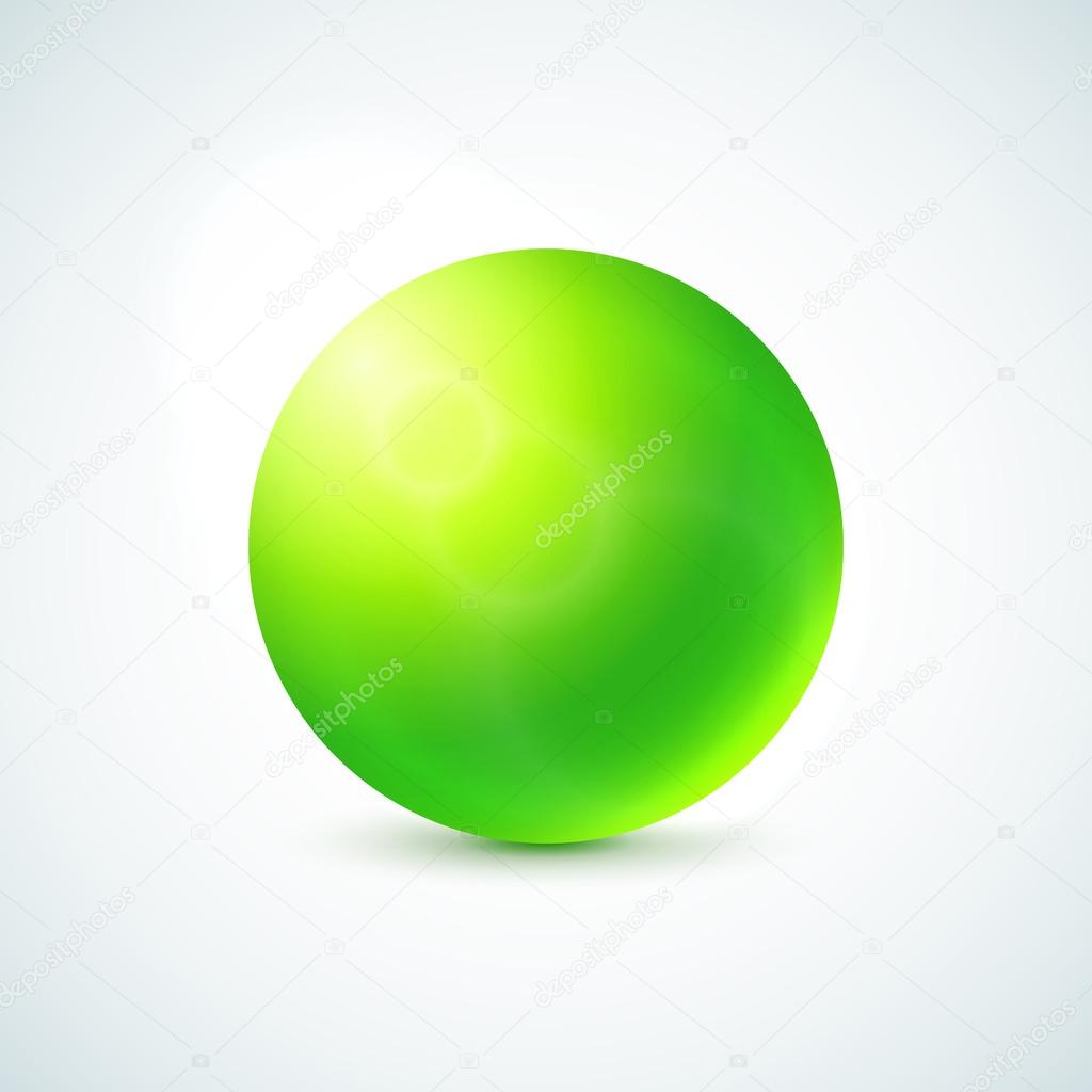Green glossy sphere isolated on white