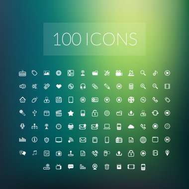 Set of 100 simple universal modern thin line icons clipart