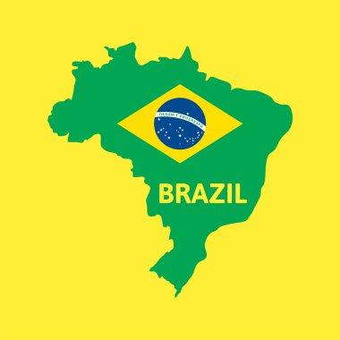 Flat simple Brazil map clipart