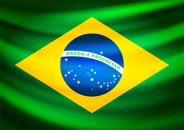 Waving fabric flag of Brazil — Stock Vector