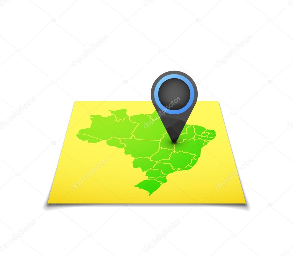 Map with a marker on Brazil