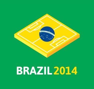 düz yeşil futbol sahası, Brezilya bayrağı