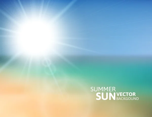ぼやけたビーチと夏の太陽と青い空 — ストックベクタ