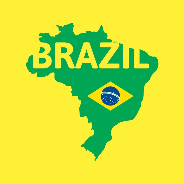 Platt enkel Brasilien karta — Stock vektor