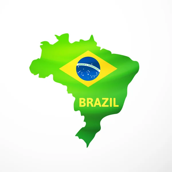 Mapa de la bandera vectorial de Brasil — Vector de stock