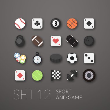 12 düz Icons set