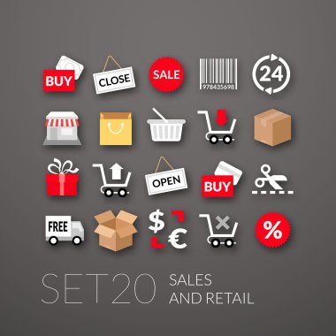 20 düz Icons set