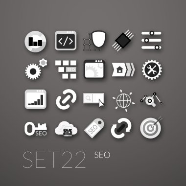 22 düz Icons set