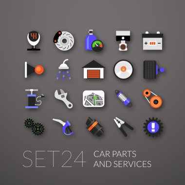 24 düz Icons set