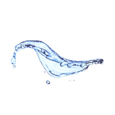 Blue water splash isolated on white clipart