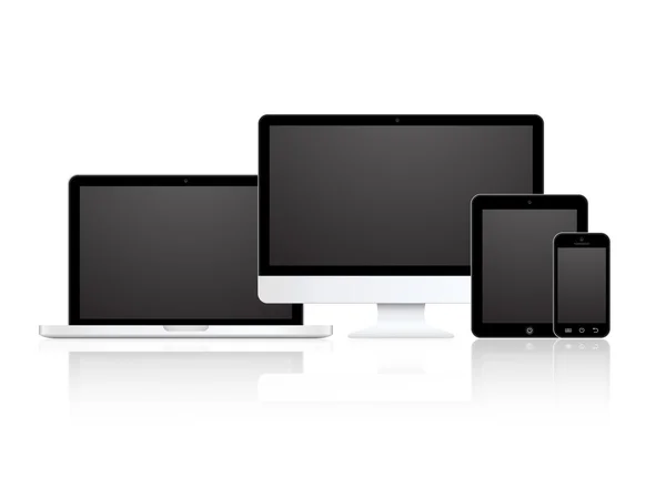 Vector laptop, Tablet PC, monitor en telefoon — Stockvector