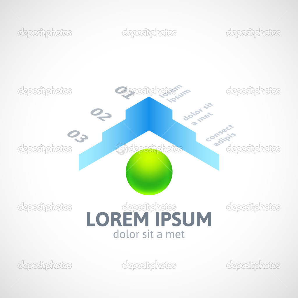 Modern business minimal style infographics banner, blue and green color, step up options, vector illustration