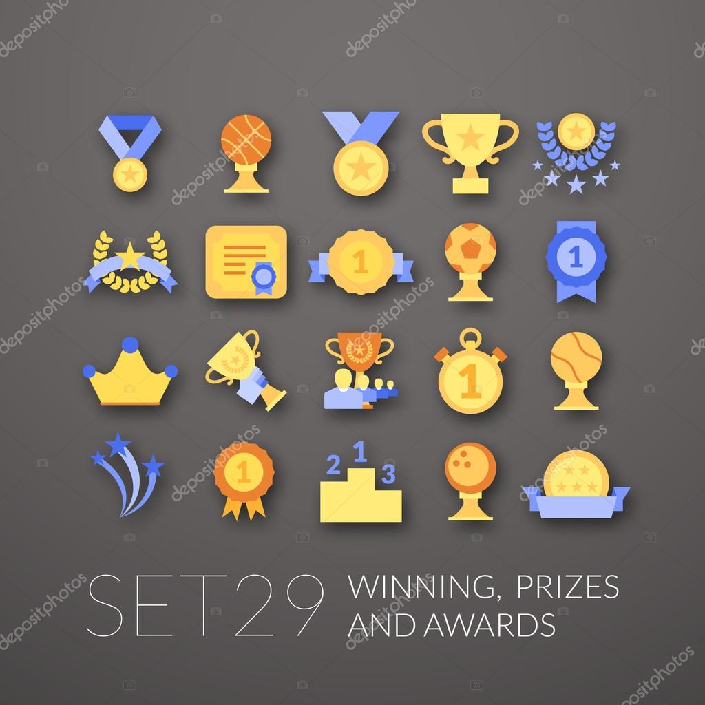 Flat icons set 29 - winning, prizes and awards