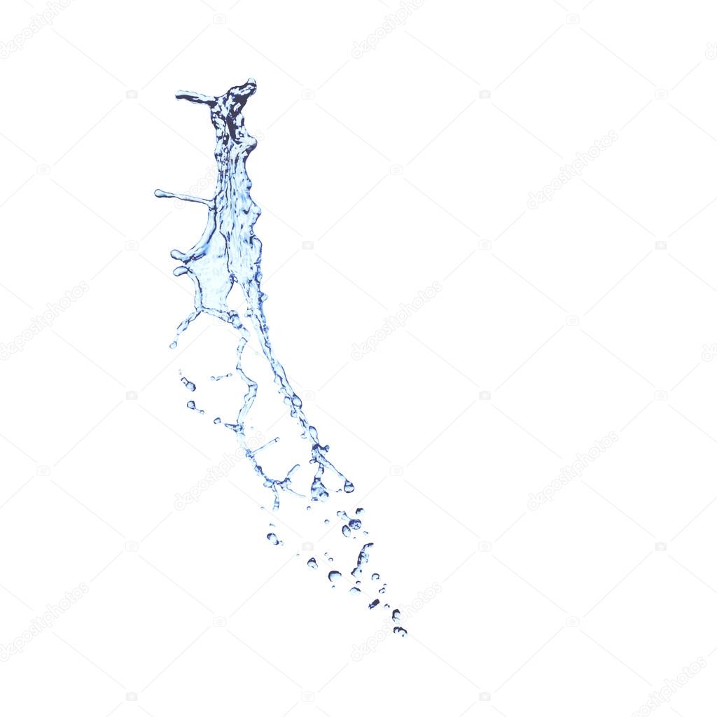 Blue water splash isolated on white