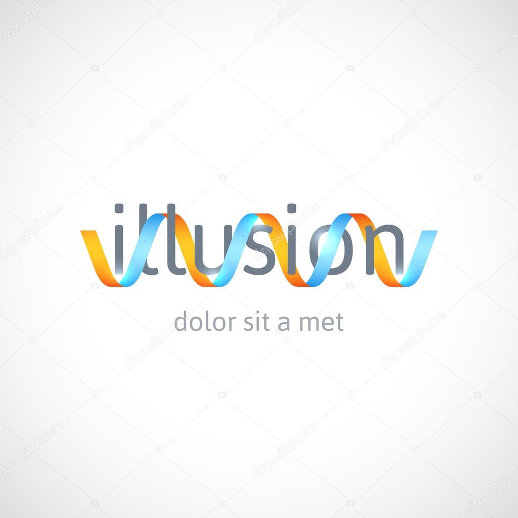 Optical illusion concept, abstract logo design template, vector symbol, icon or sign